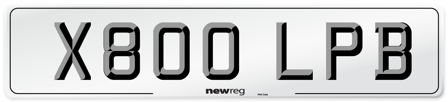 X800 LPB Number Plate from New Reg